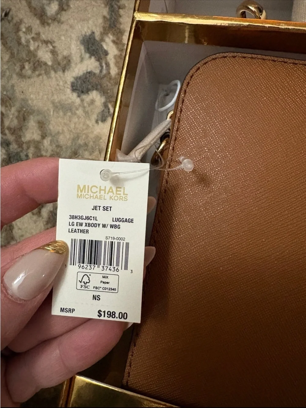 Michael Kors Brown Leather Crossbody with Branded Canvas Strap